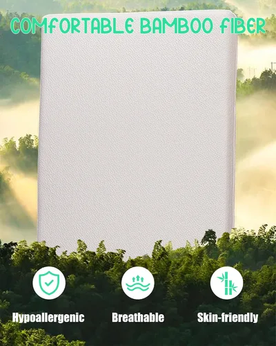 Vista 2 de Mecc ecoh Mini colchón para cuna – Funda transpirable de bambú impermeable, colchón de espuma viscoelástica refrescante, soporte fuerte de doble