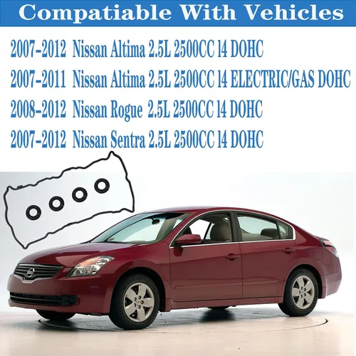 Vista 7 de VS50777R solo para aluminio Nissan Altima 2.5 junta de tapa de válvula con 4 sellos de chispa, código de motor Rogue Sentra 2.5L QR25DE 2007 2008