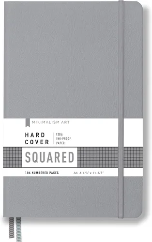 Vista 28 de Minimalism Art, Premium Hard Cover Notebook Journal, X-Large Size, Master A4 8.3" x 11.4", 186 Numbered Pages, Gusseted Pocket, Ribbon Bookmark