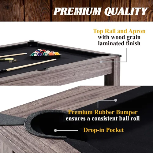 Vista 4 de Barrington Billiards 7' Drop Pocket Pool Table 3-in-1 Combo Table, Dining Top, Table Tennis and Billiards with Accessories
