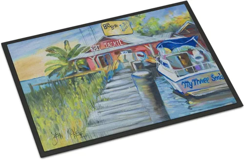 Vista 100 de Caroline's Treasures JMK1017JMAT - Tapete de caza de rana garza azul, 24 x 36 pulgadas, tapete para puerta delantera, interior y exterior
