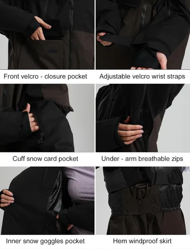 Vista 5 de GSOU SNOW Men's Snowboarding Jacket Loose Ski Snow Coat Waterproof Insulated Unisex Winter Jacket