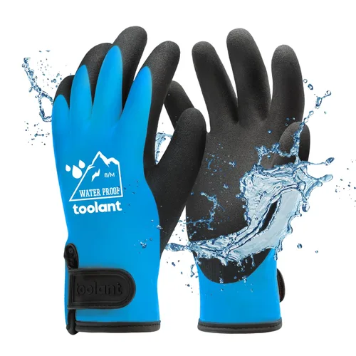 Vista 12 de Guantes impermeables para hombres y mujeres, guantes para congelador con agarre, doble recubrimiento de nitrilo para repelente extremo al aceite