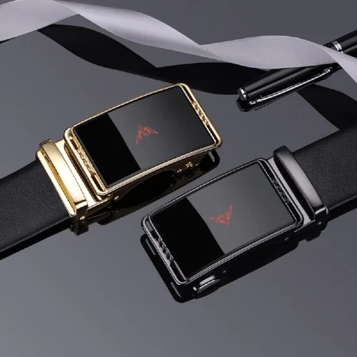 Vista 3 de VANNANBA Leather Ratchet Belts for Men Automatic Buckle with Belt Box, Gift for Men