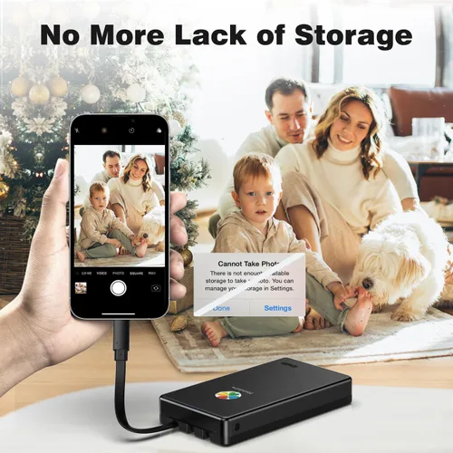 Vista 9 de iDiskk Disco duro externo de 500 GB con certificación MFi de Apple, almacenamiento de archivos de fotos y video con un solo clic, compatible