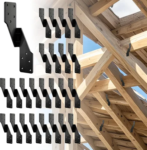 Vista 19 de 10 piezas de bridas para huracanes negras resistentes para vigas, correas para techos de huracanes de calibre 13, espesor de 2.2mm, ajustables