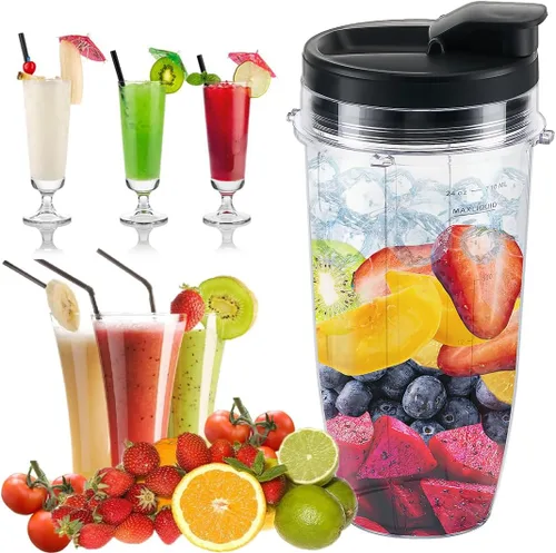 Vista 8 de Cuchilla de licuadora de repuesto y vasos de 24 onzas para accesorios Ninja, solo compatible con Nutri Ninja Foodi Power Blender SS150, SS151