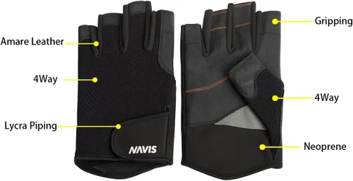 Vista 2 de Guantes de vela para hombres y mujeres, remo, barco, pesca, kayak, todos los deportes acuáticos, protección UV perfecta, dedo corto