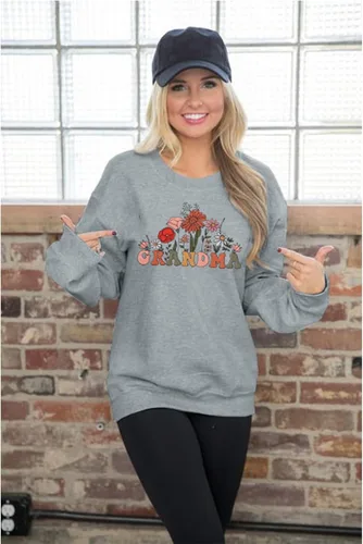 Vista 2 de MAXIMGR Sudadera de abuela para mujer, sudadera de cuello redondo Gigi, sudadera de nana, sudadera colorida para abuela con estampado floral