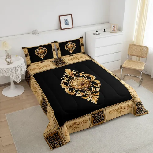 Vista 3 de jejeloiu Juego de ropa de cama floral Vinatge de tamaño individual para niños y niñas, juego de edredón tradicional para niños, edredón retro