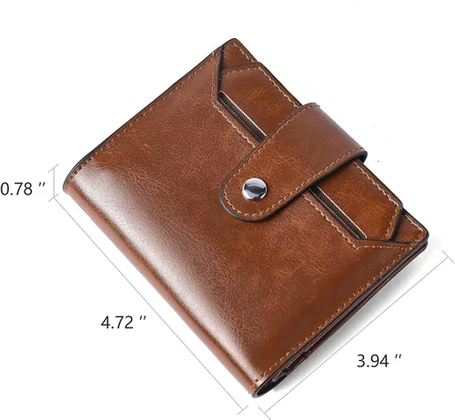 Vista 6 de BROMEN Maletín de cuero para mujer 15.6 pulgadas portátil bolso de hombro negro con marrón y mujeres cuero RFID blcoking cremallera cartera marrón