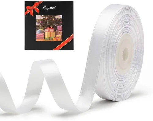 Vista 123 de Cinta de satén verde manzana de doble cara de color sólido de 1/2 pulgada x 25 yardas, cintas perfectas para manualidades, decoración de bodas