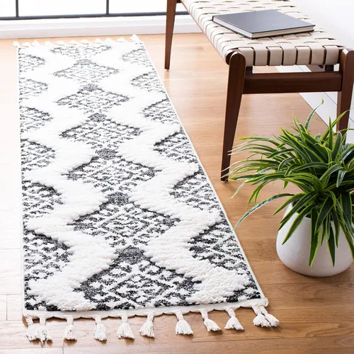 Vista 17 de SAFAVIEH - Alfombra de acento de la colección de borlas marroquíes Shag - 2'3" x 4', marfil y marrón, estilo bohemio, no suelta pelo y de fácil