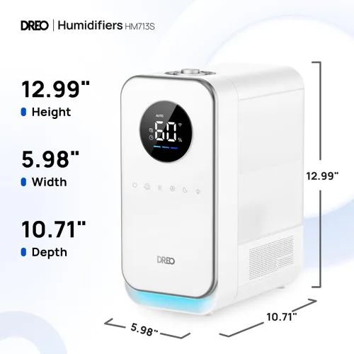 Vista 9 de Dreo Humidificadores para recámara, humidificador inteligente de niebla fría de relleno superior y silencioso para habitación grande, tiempo