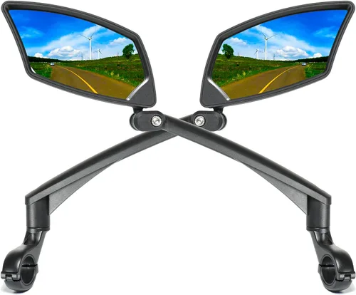 Vista 11 de BriskMore Espejo de bicicleta para manillar - Cristal HD transparente, espejo ajustable y plegable de 360° para una conducción segura, gran angular