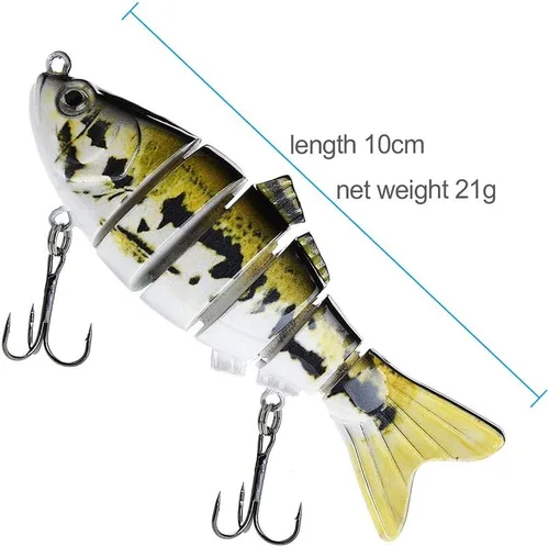 Vista 5 de Señuelos de pesca realistas para lubina, trucha, lucioperca, pez depredador, cebos realistas de peces multiarticulados, kits de aparejos de pesca