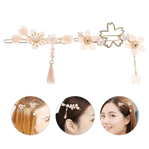 Vista 4 de 2 pinzas para el pelo con perlas dulces, alfileres de aleación para el cabello, pasadores para mujeres, niñas y adolescentes