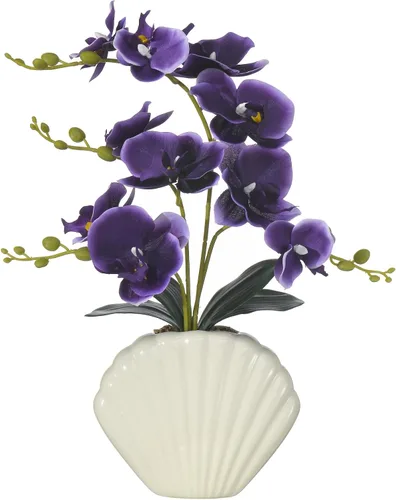 Vista 11 de Phalaenopsis de seda de orquídea azul de 16 pulgadas en maceta