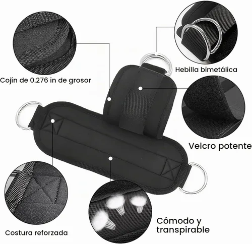 Vista 3 de 2 correas de levantamiento de pesas con anillo D, muñequeras ajustables para gimnasio, muñequeras acolchadas, para máquinas de cable