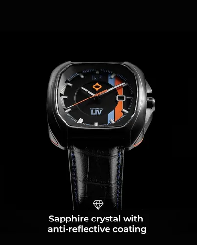 Vista 4 de LIV Rebel-AR Swiss Automatic Elaboré Grade, 26-Jewel Movement - 42.0 mm Rectangular Curved Case- IP Surgical Grade 316L Stainless Steel-Multi-Layer