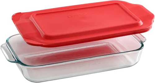 Vista 7 de Pyrex Easy Grab - Molde para pan de vidrio de 1.5 cuartos con tapa, bandeja para hornear de vidrio templado con asas grandes, no tóxico, tapa sin