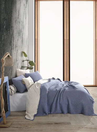 Vista 61 de Manta de gasa de algodón puro suave de 4 capas de 50 x 60 pulgadas, prelavada, sin flecos, manta de muselina ligera para uso multiusos y regalo Azul