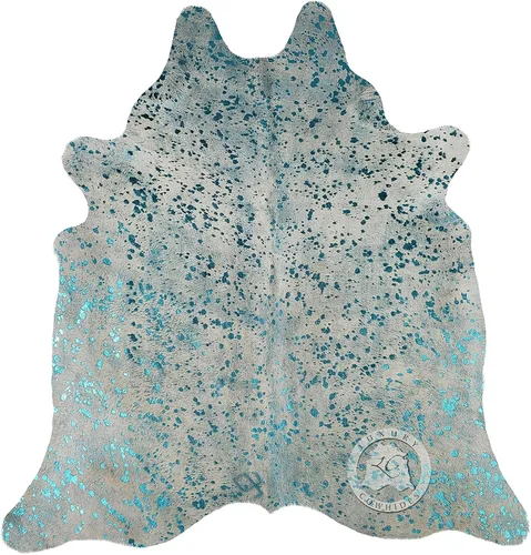 Vista 11 de Sunshine Cowhides Alfombra de piel de vaca negra teñida, 100 % color dorado metálico auténtico, alfombra de estilo moderno de piel de animal