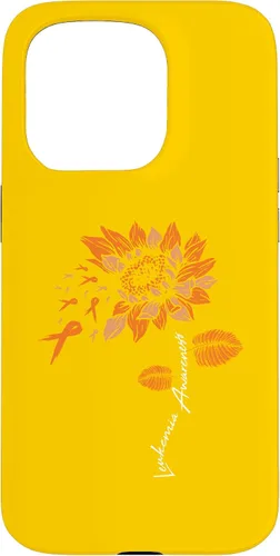 Vista 14 de iPhone 16 Leukemia Blood Cancer Awareness Orange Ribbon Sunflower Case