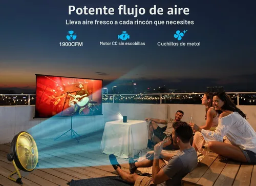 Vista 2 de Geek Aire Ventilador de suelo recargable de alta velocidad para acampar al aire libre, ventilador portátil de 16 pulgadas con hoja de metal