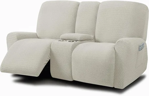 Vista 11 de ULTICOR Fundas jacquard para sofá reclinable de 8 piezas, fundas elásticas para sofá reclinable de 3 cojines, gruesas, suaves y lavables (estilo 3)
