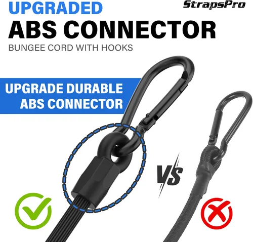Vista 2 de Cordones Elásticos con Ganchos, Cordones Elásticos de 12 Pulgadas Mejorados con Ganchos de Mosquetón, Cuerda Elástica Extra Fuerte UV Resistente