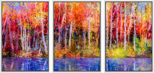 Vista 38 de wall26 Lienzo enmarcado para pared, juego de arte de acuarela pastel, paisaje rural, ilustraciones con formas abstractas, arte moderno, decorativo