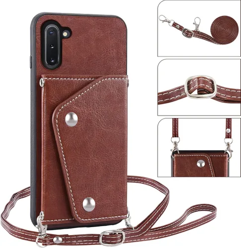 Vista 5 de Asuwish Funda de teléfono para Samsung Galaxy Note 10 5G con protector de pantalla de vidrio templado y tarjetero para tarjeta de crédito, correa