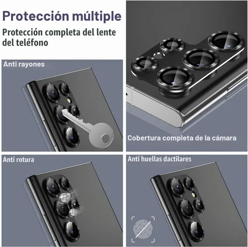 Vista 5 de Korecase Diseñado para Samsung Galaxy S23 Ultra Protector de lente de cámara Película de lente de vidrio templado, cubierta de cámara de metal