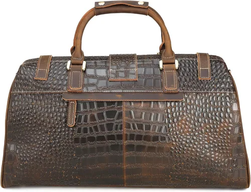 Vista 9 de Polare - Bolsa de lona elegante para hombre, 21 pulgadas, de piel de vaca, para viajes, Marrón