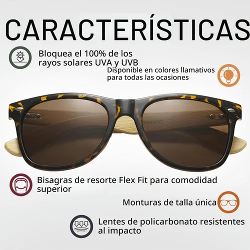 Vista 2 de Gafas de sol de bambú al por mayor 10 unidades para hombres y Tortuga Clásica Lente Marrón