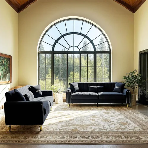 Vista 3 de Sofá de terciopelo de 87.5 pulgadas para sala de estar, moderno sofá de 3 plazas con 3 almohadas suaves, cómodo sofá de dos plazas tapizado de gran