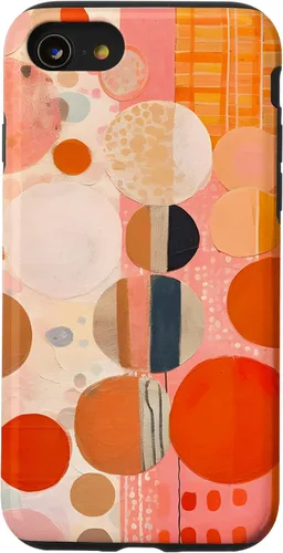 Vista 18 de iPhone 16 Abstract Boho Warm Orange and Pink Mid Century Modern Case