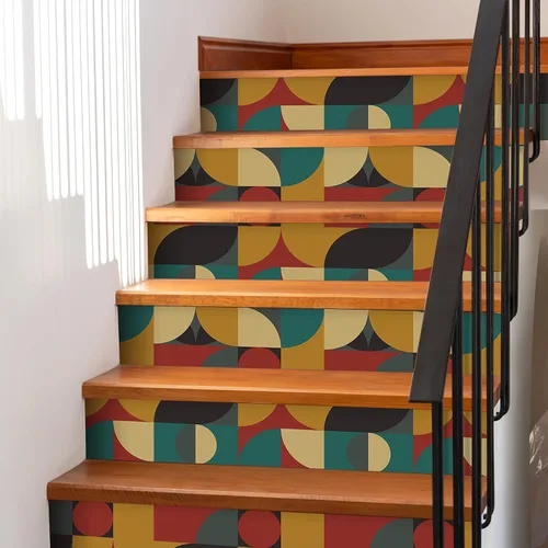 Vista 7 de CRE8TIVE Papel tapiz geométrico para despegar y pegar para dormitorio, baño, 12 x 118 pulgadas, papel tapiz artístico abstracto geométrico