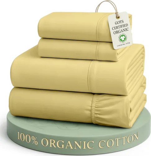 Vista 11 de LANE LINEN - Juego de 2 sábanas de fibras largas 100 % algodón orgánico, percal de fibras largas, ultrasuave y transpirable, para colchones de hasta