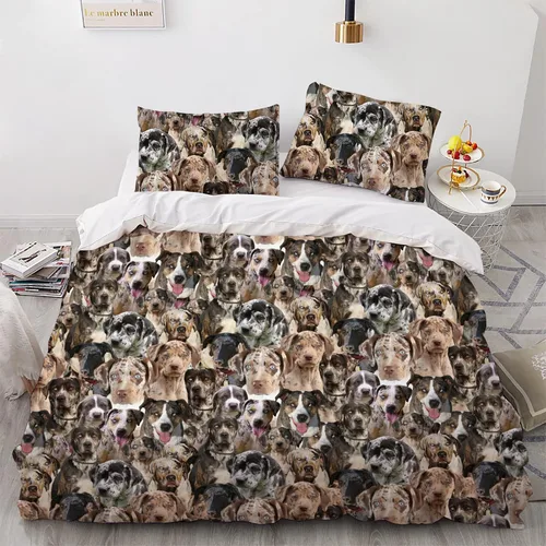Vista 22 de Airedale Terrier - Juego de funda de edredón con estampado de cara de perro, juego de ropa de cama de 3 piezas, juego de funda de edredón suave