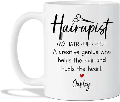 Vista 8 de Taza de peluquería, taza de café para peluquería, taza de café personalizada para estilista, taza con nombre personalizado Becomes A Hairstylist
