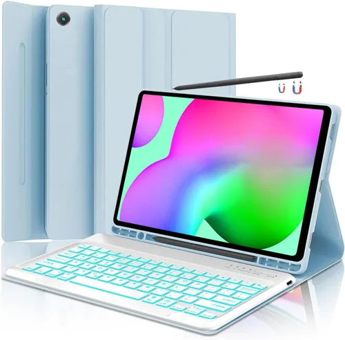 Vista 26 de Funda para teclado para Samsung Galaxy Tab S6 Lite de 10.4" 2024 2022/2020 (SM-P610/P613/P615/P619), Funda para teclado retroiluminada desmontable