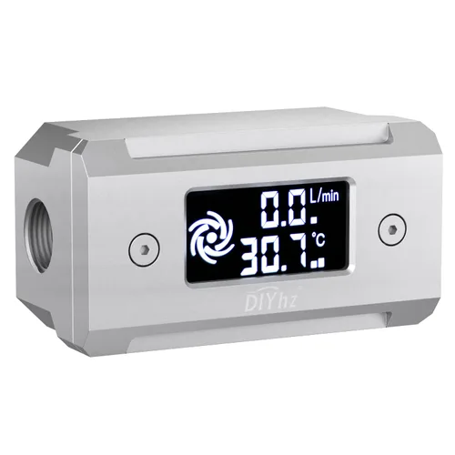 Vista 7 de G1/4 Termómetro de Flujo con Pantalla LCD de Aleación de Aluminio Indicador de Temperatura Monitor de Temperatura de CPU