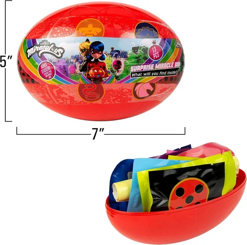 Vista 5 de Caja milagrosa de 13 piezas sorpresa con temática de mariquita y gato Zag Heroez Noir Toys Surprise con calcomanías para niños, premios