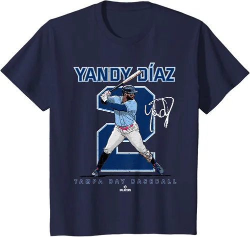 Vista 25 de Camiseta Number and Portrait Yandy Diaz Tampa Bay MLBPA, Negro