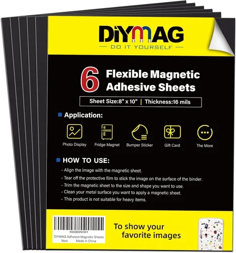 Vista 18 de DIYMAG Imanes para tarjetas de visita de 3.5 x 2 pulgadas, 45 paquetes de láminas magnéticas flexibles con adhesivo despegable y pegajoso, imán