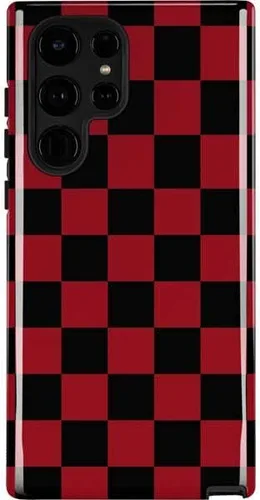 Vista 6 de Skinit Funda para teléfono Pro compatible con Galaxy S22 Ultra - Diseño de tablero de ajedrez rosa