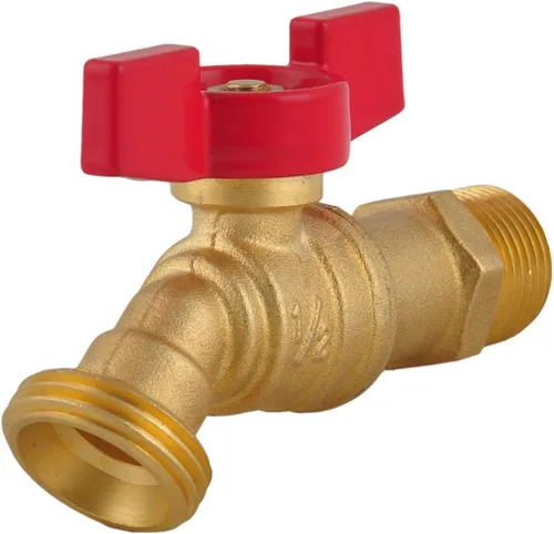Vista 4 de LD Valve - Manguera macho Bibb 1/2 pulgada MIP X 3/4 pulgadas MHT para riego de jardín, babero de manguera de cierre de 1/4 con mango en T