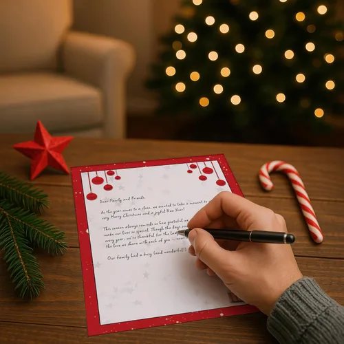 Vista 4 de Red Bulbs & Christmas Tree Stationery Paper – 80 hojas de membrete – Papel de impresora navideña de 8.5 x 11 pulgadas para cartas, invitaciones